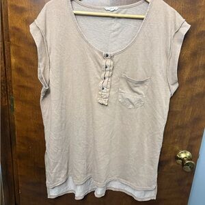 Easel Tan Short Sleeve Women's Top